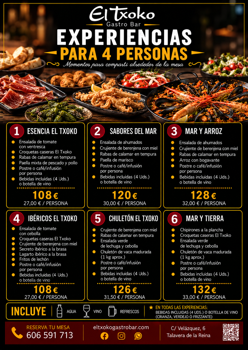 Experiencias para cuatro personas en El Txoko Gastro Bar